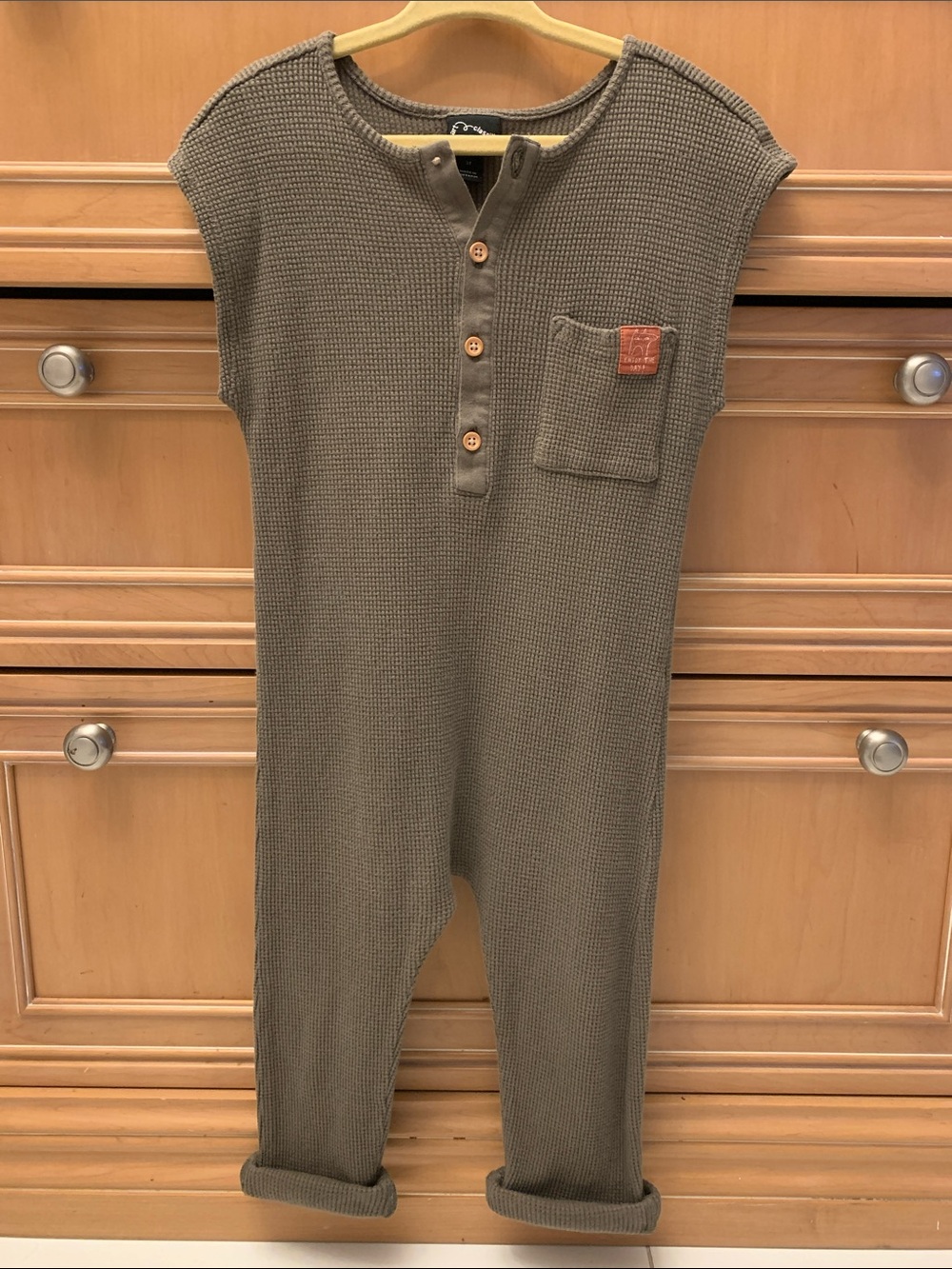 art class Brown Ribbed Knit Toddler Top with Button Detail